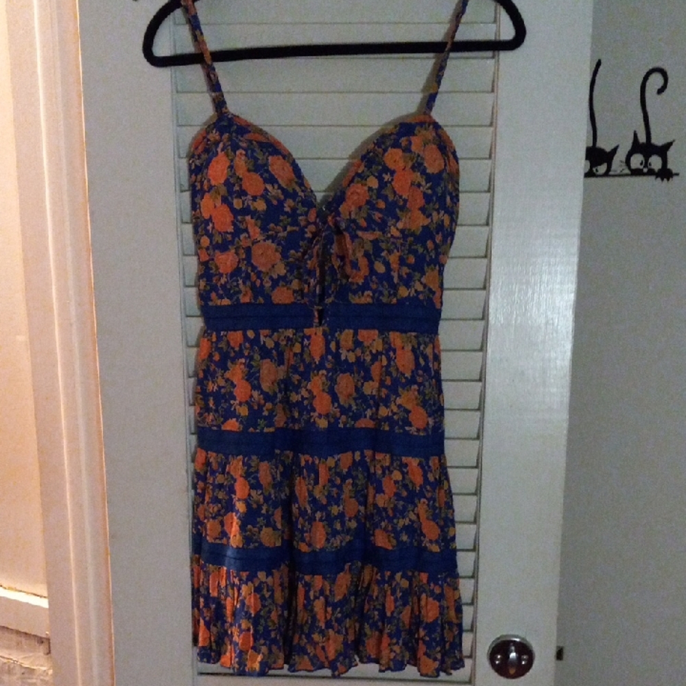 Tularosa Blue and Orange Floral Dress